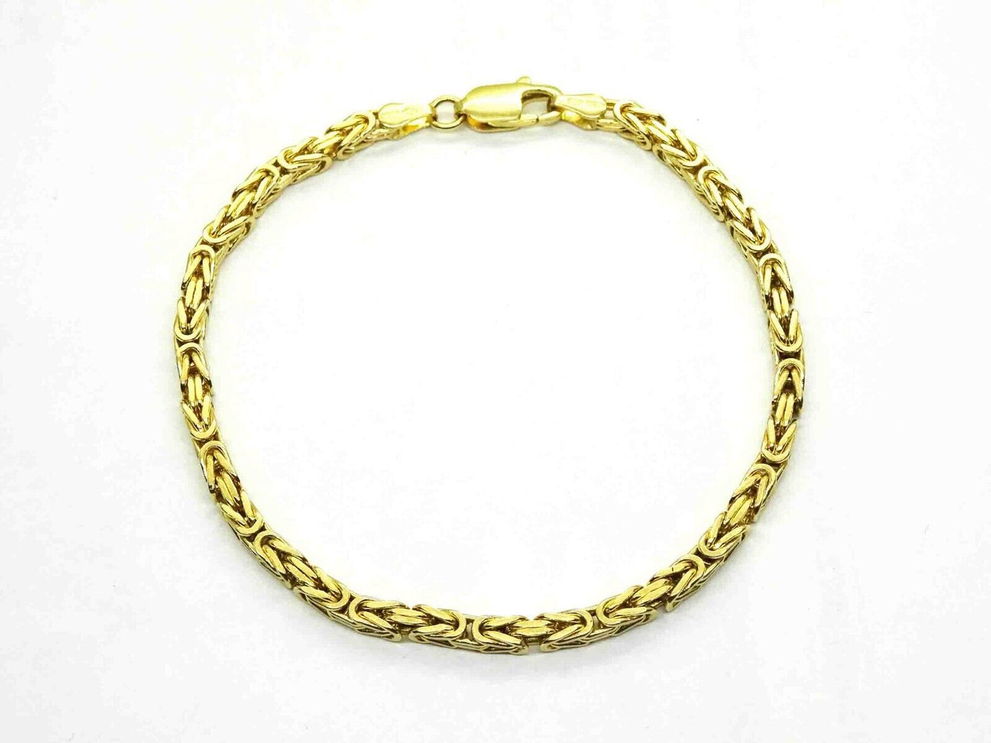 Italy 3mm Byzantine Square Design Bracelet 14k Gold 7-3/8" Long