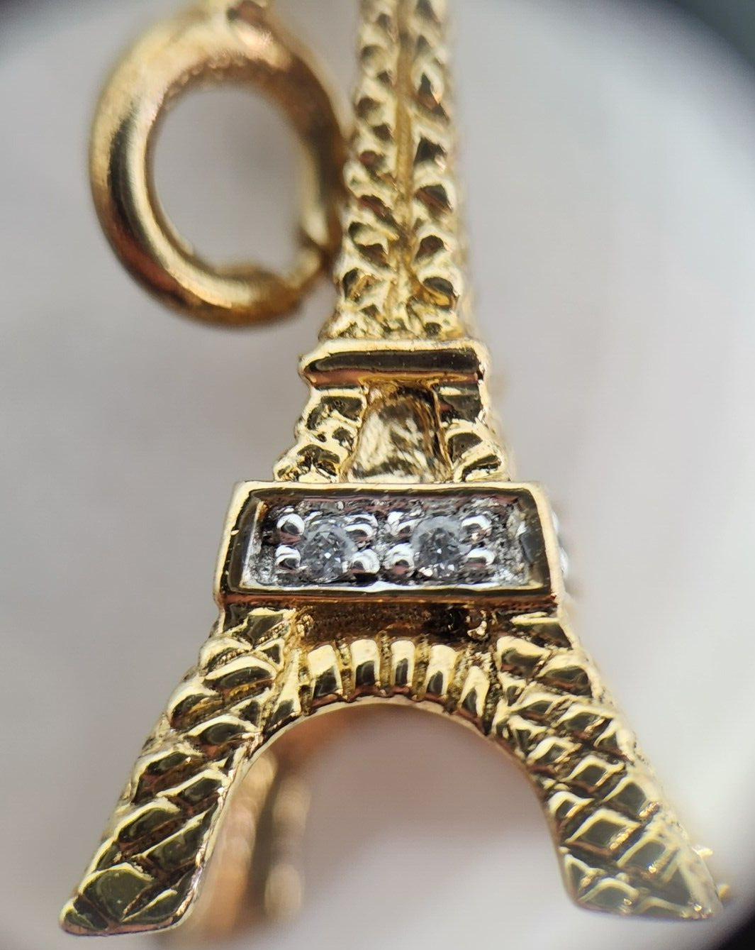 Eiffel Tower Charm Vermeil Sterling Silver, CZ