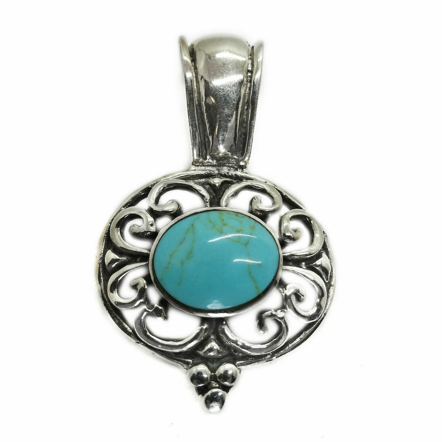 JRI Mexico Turquoise Sterling Silver Decorative Small Pendant