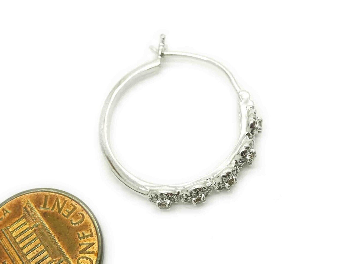 Chocolate & Vanilla CZ Hoop Earrings Sterling Silver DDB