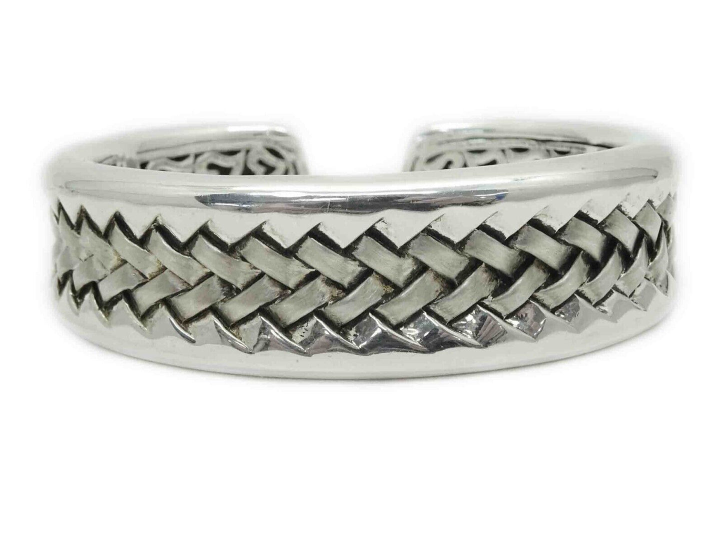 Scott Kay Designer Basket Weave Heart Filigree Cuff Sterling Silver