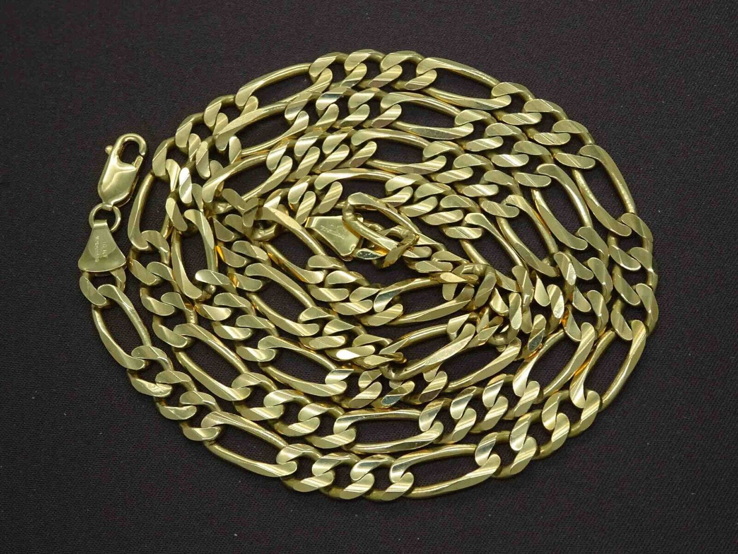 6.5mm Figaro Link Chain Necklace 14k Gold Kitsinian Italy 30.25" 57.2 Grams