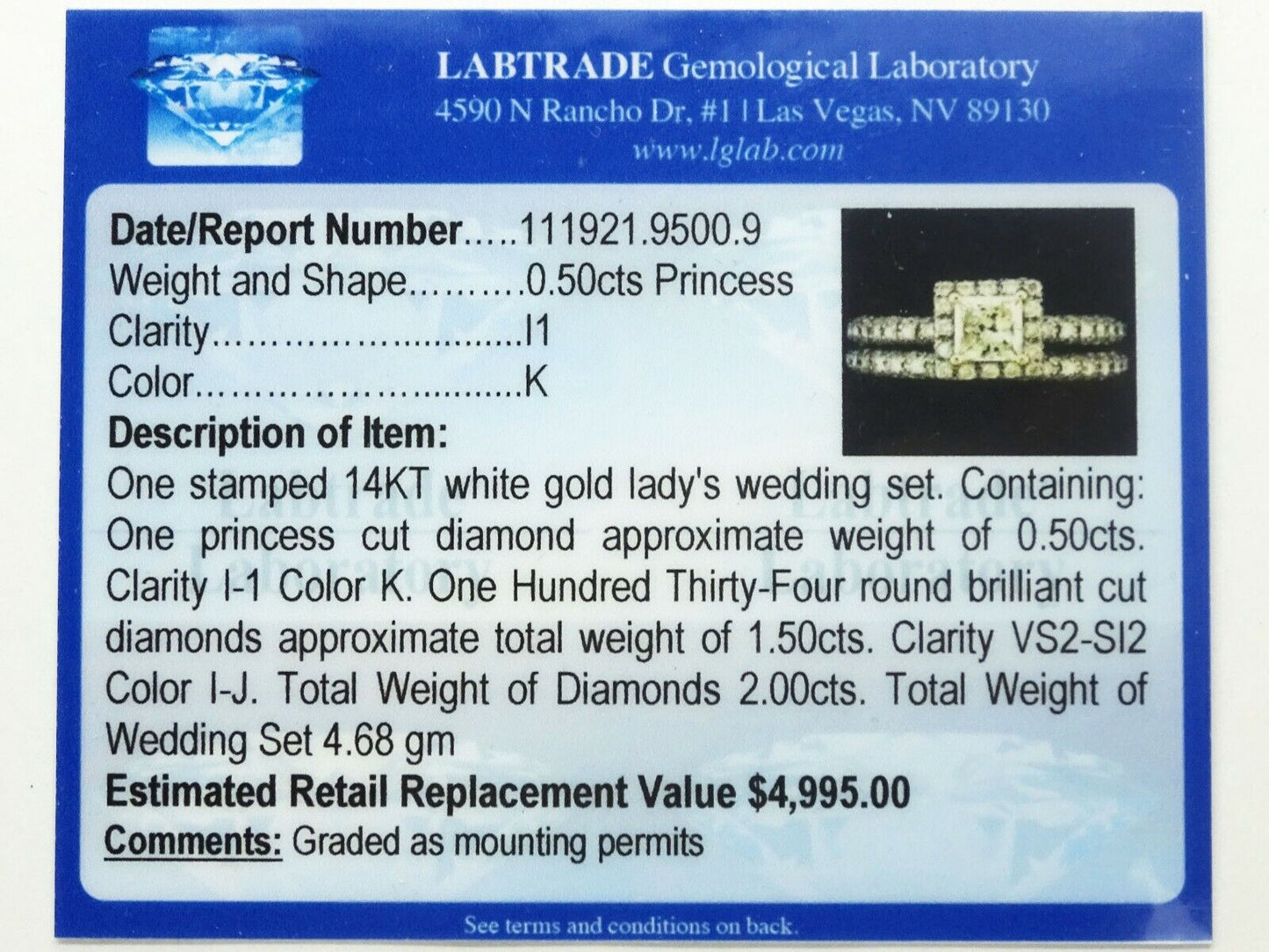 2.00ct tw Earth Mined Princess Diamond Wedding Set 14k White Gold Size 5.25