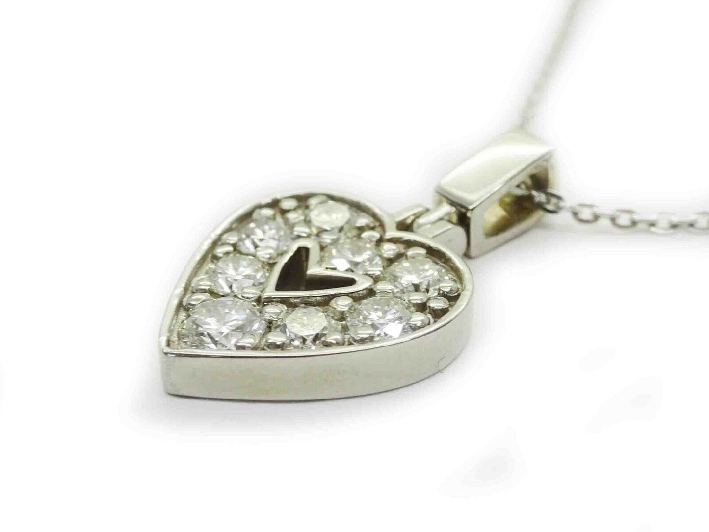 1ct tw Diamond Open Heart Pendant Necklace 14k White Gold