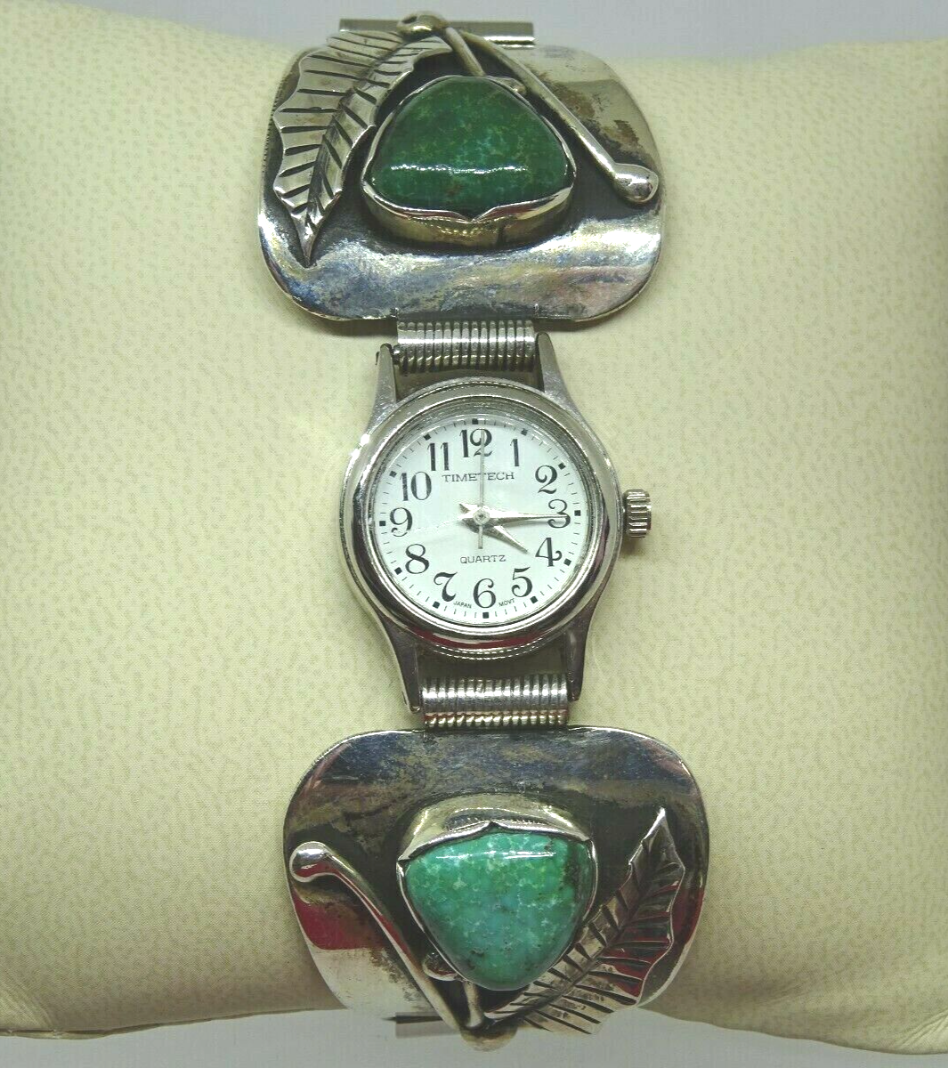 Southwestern Native American Sterling Silver & Turquoise Watch Tips