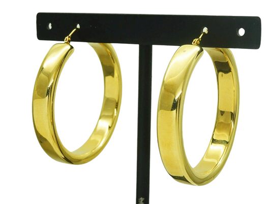 Milor Italy 14k Yellow Gold Hoop Earrings 6.5mm Wide 39mm Diameter