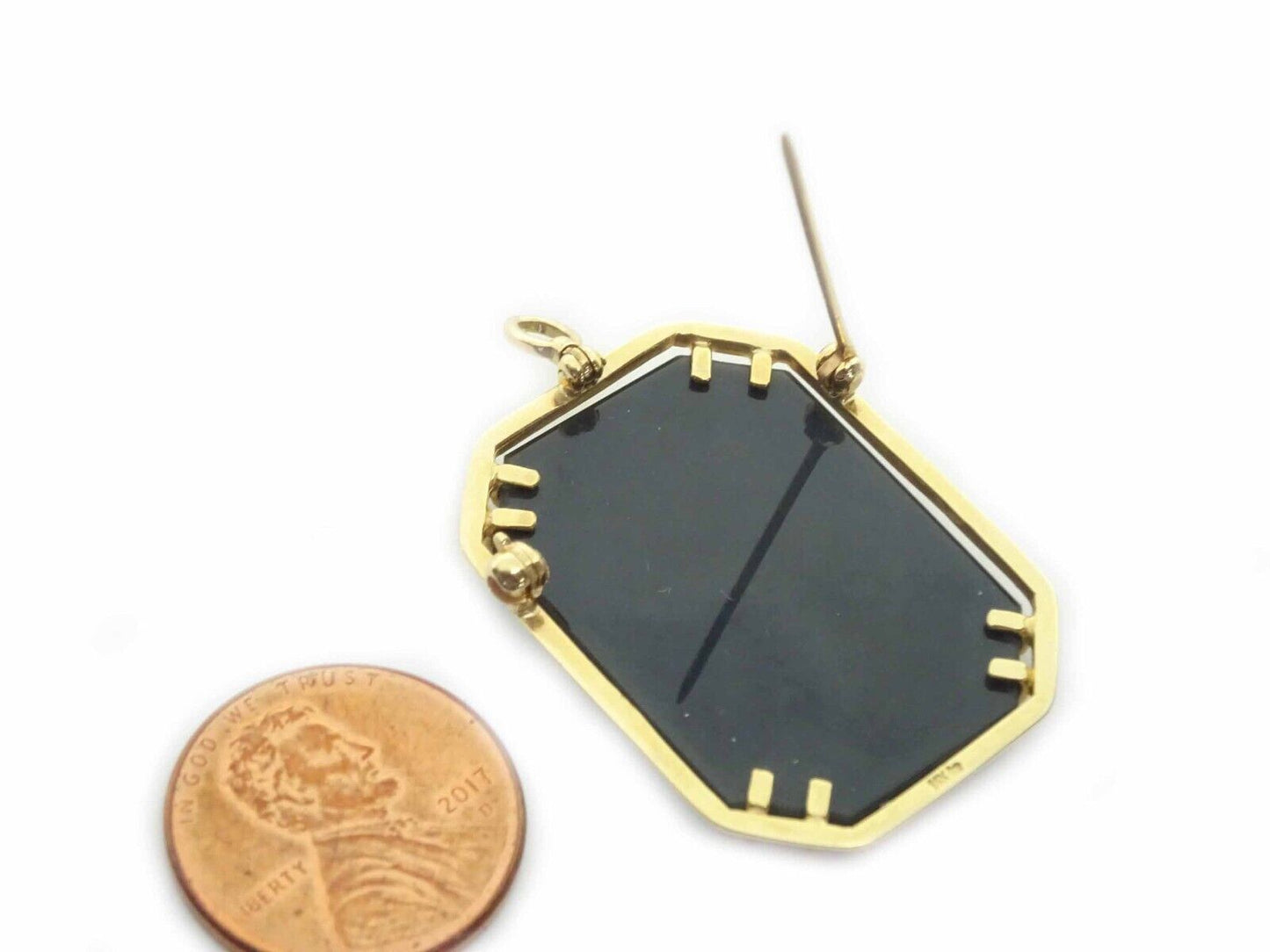 Estate Vintage Black Cameo Pin Pendant 14k Gold