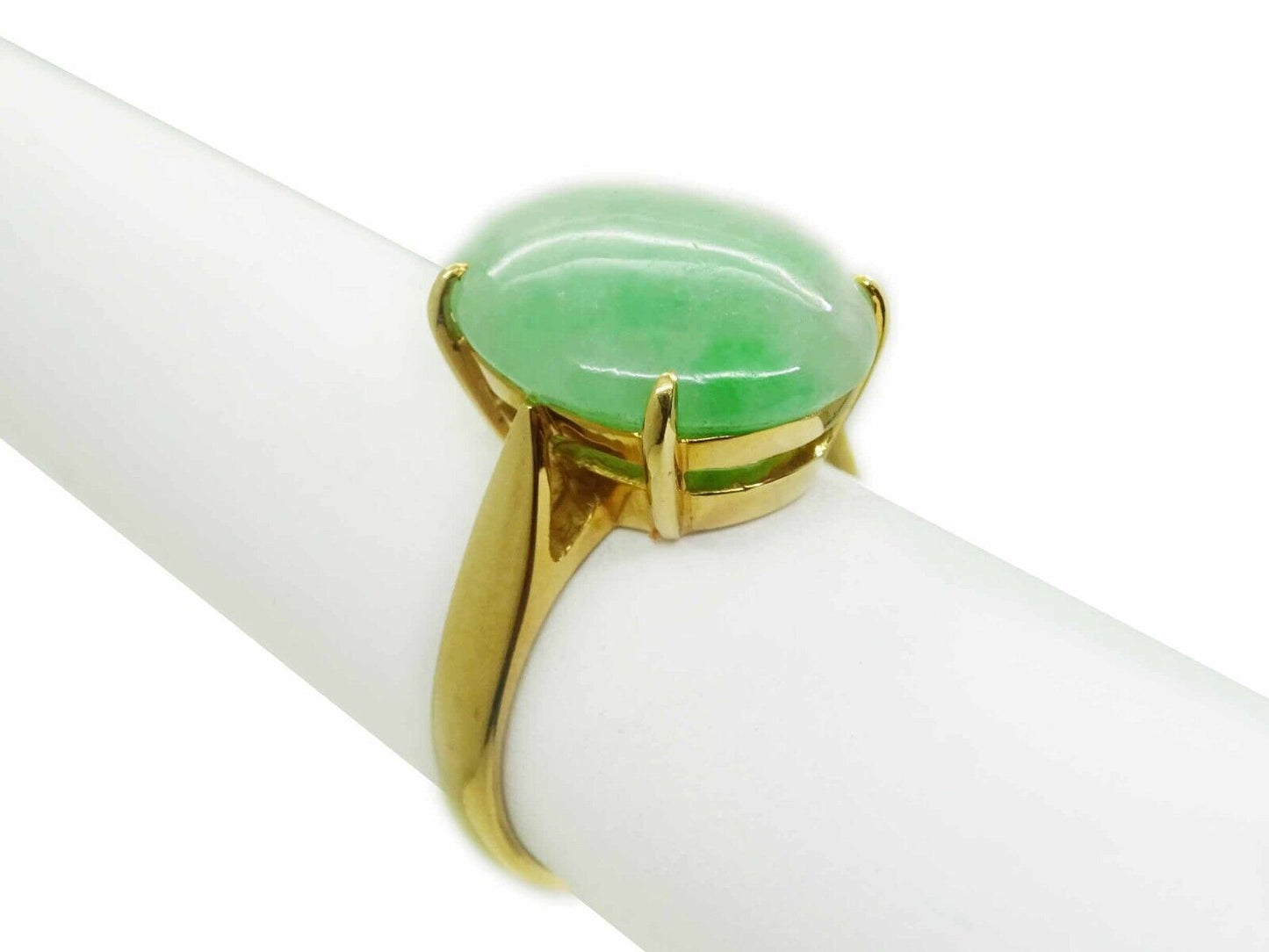 5.00ct Natural Jade Oval Cabochon Filigree Ring 14k Gold Size 5.75