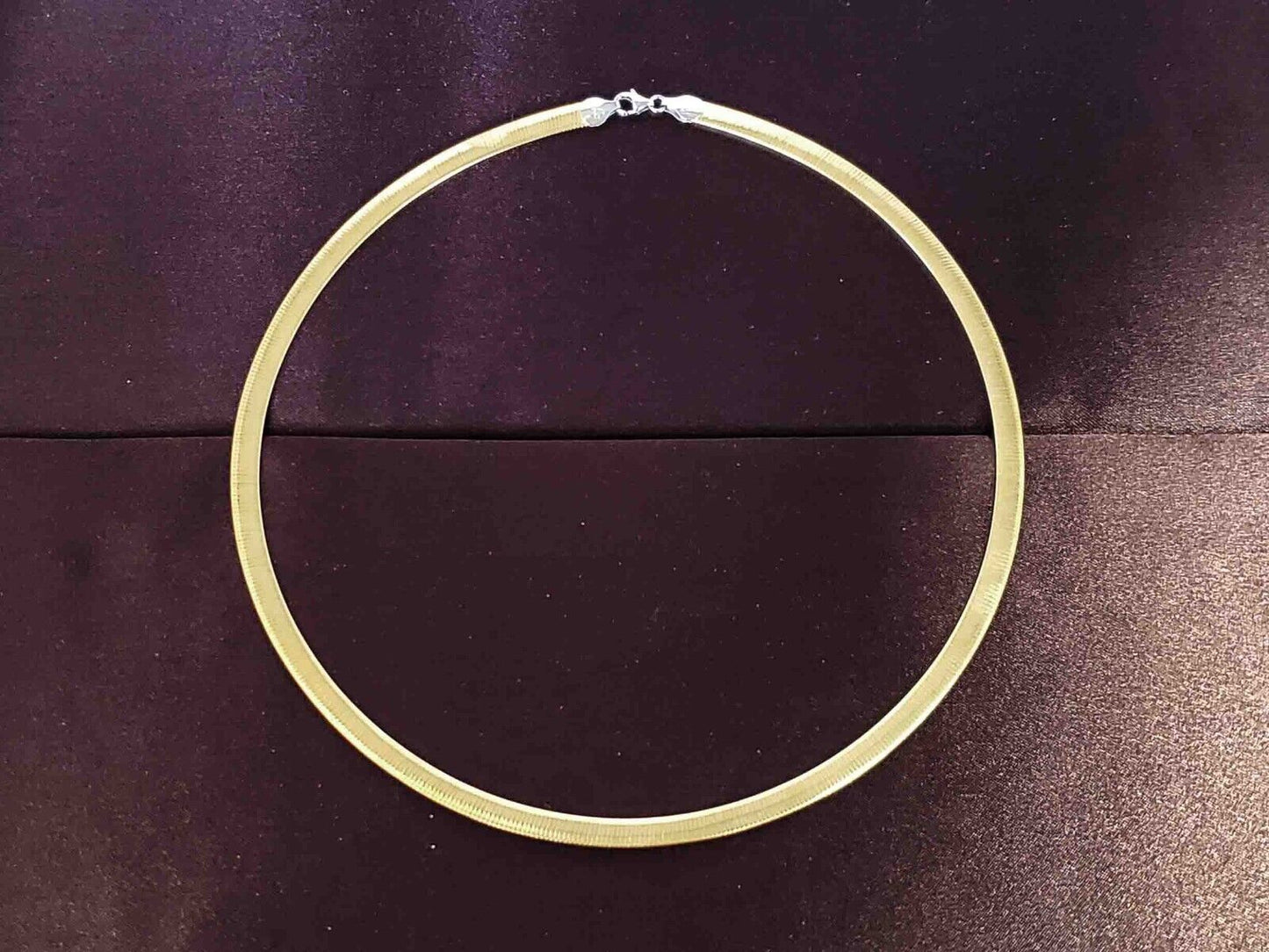 5mm Wide Italian Omega Link Collar Necklace 18.5" 14k Two-Tone Gold 25.7 Grams