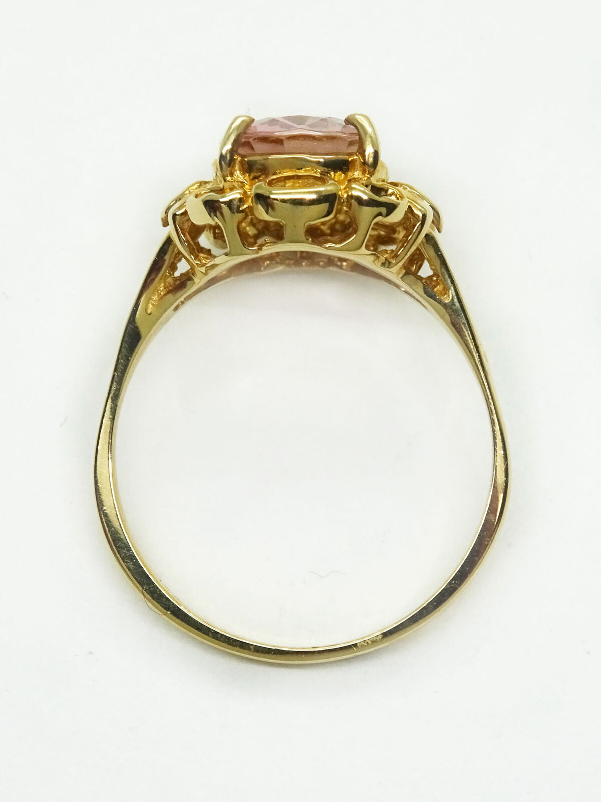 3.5ct Natural Pink Tourmaline Flower Filigree Ring 14k Gold Size 10