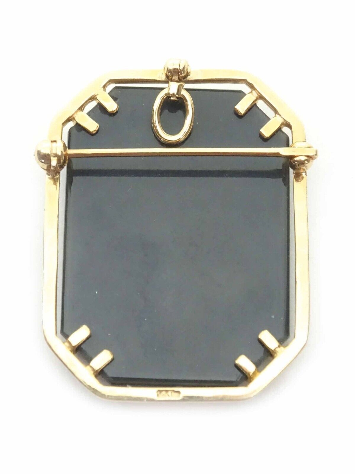 Estate Vintage Black Cameo Pin Pendant 14k Gold