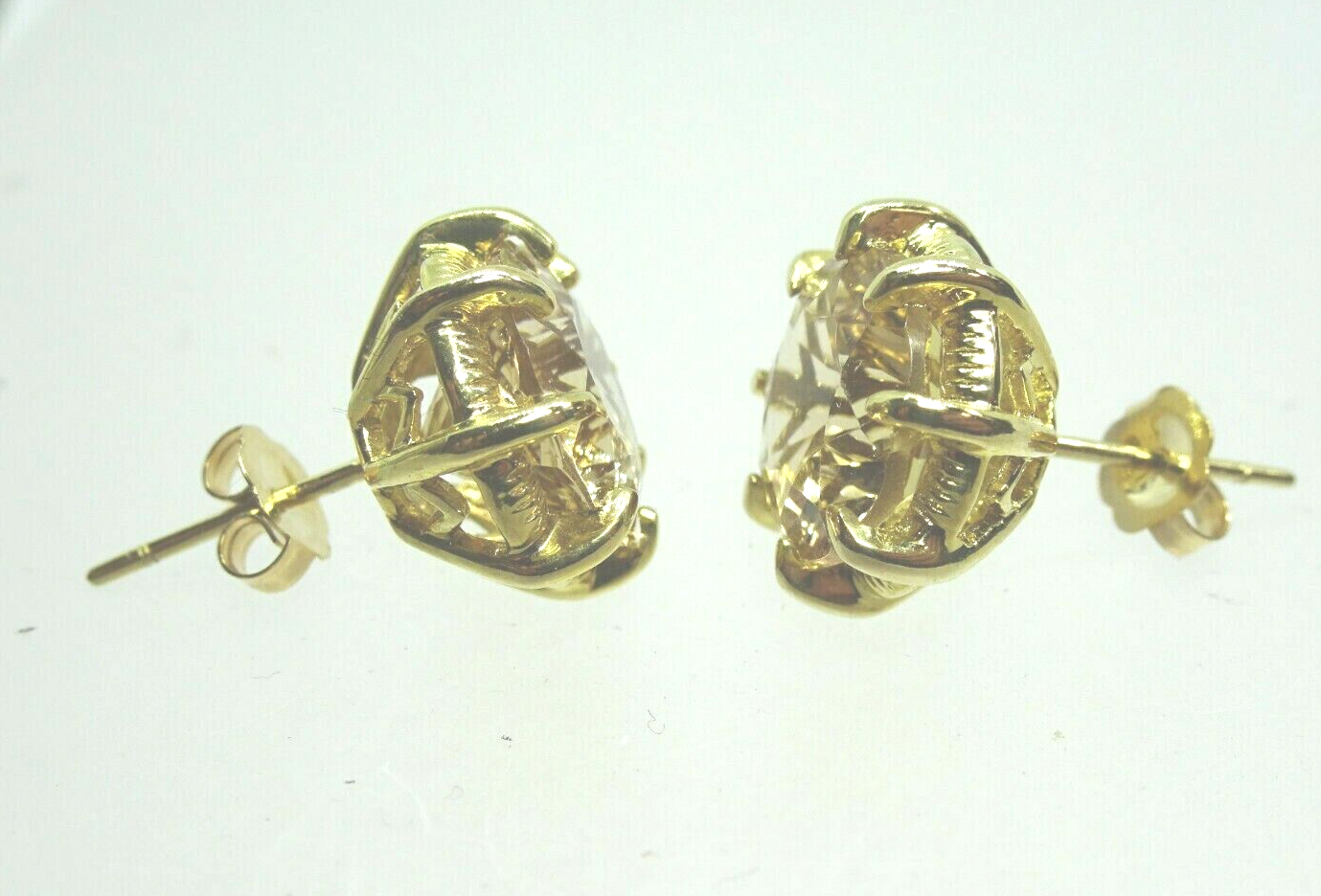 Natural Citrine Stud Earrings 10k Gold 4 Grams