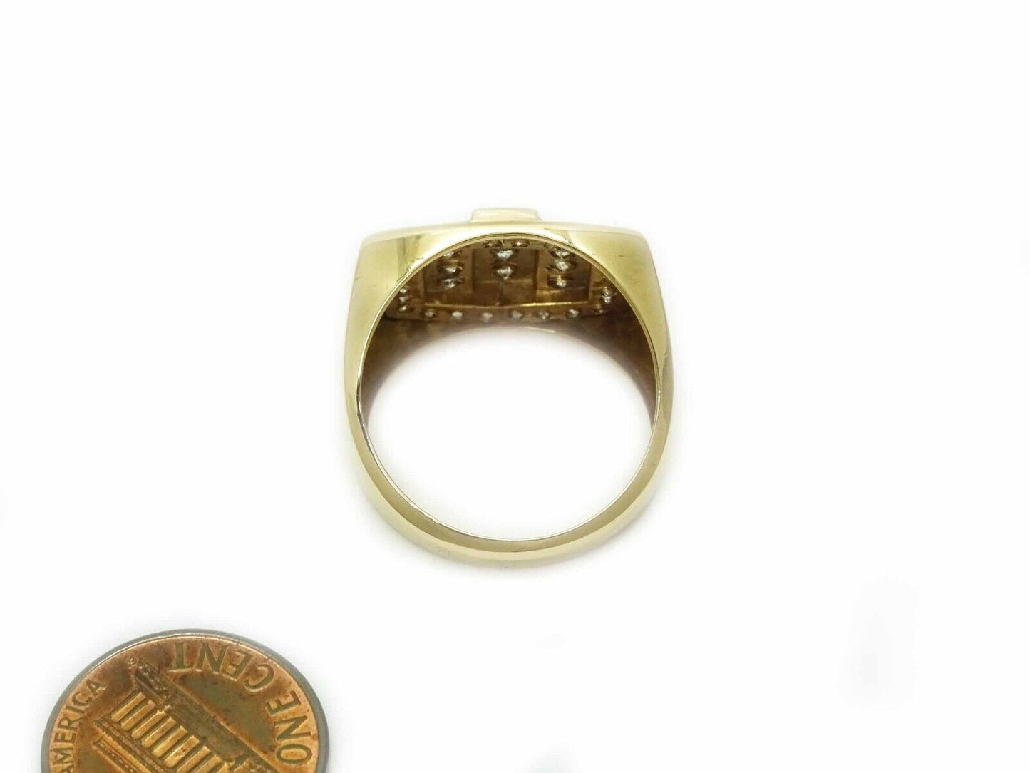 Men's 1.41ct tw Diamond Raised Step Setting Ring 14k Gold GLR Size 9.5