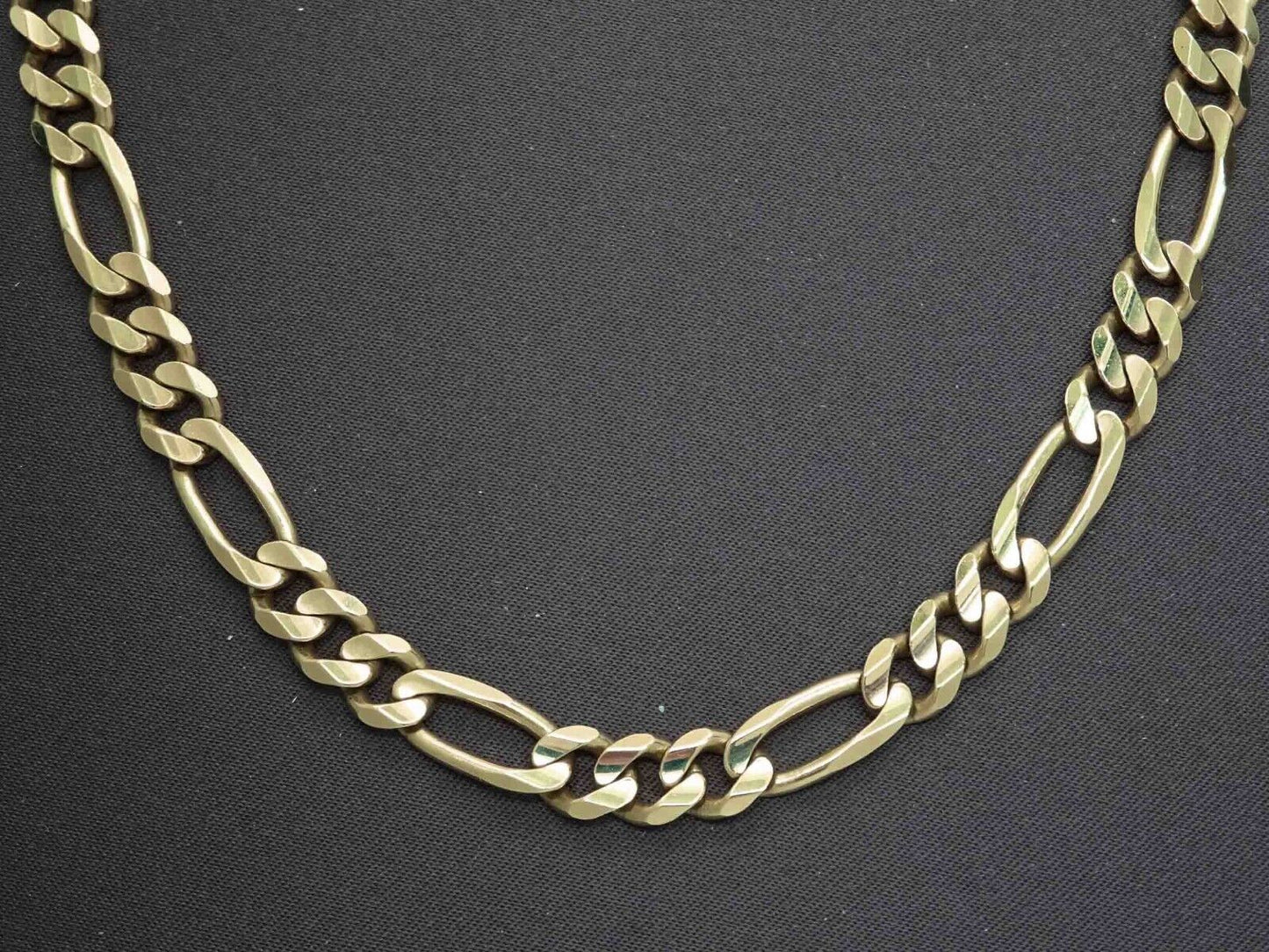 6.5mm Figaro Link Chain Necklace 14k Gold Kitsinian Italy 30.25" 57.2 Grams