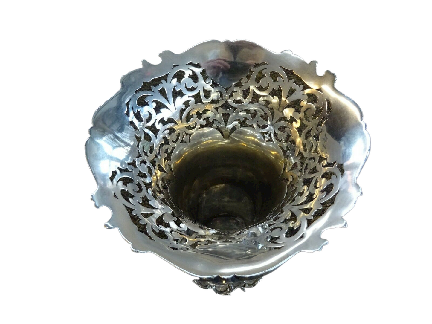 Antique Birks Pierced Sterling Silver Flower Vase, 705 grams, POLISHED, Gorgeous