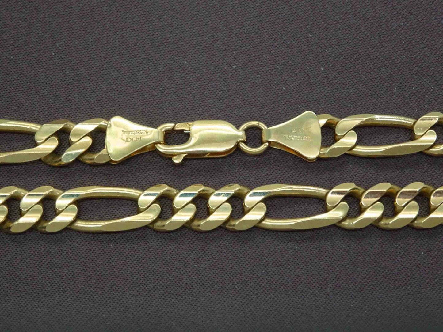 6.5mm Figaro Link Chain Necklace 14k Gold Kitsinian Italy 30.25" 57.2 Grams