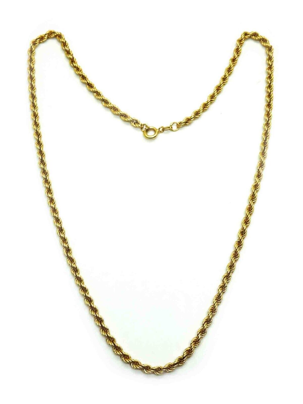 3.5mm Wide Italian Rope Chain Necklace 14k Gold 20" Long 10.7 Grams