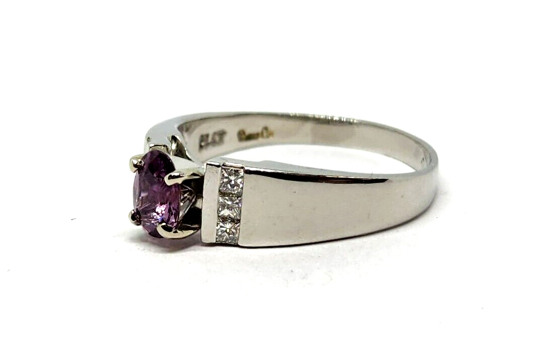 1.1ct tw Purple Sapphire & Diamond Platinum Ring, Size 11