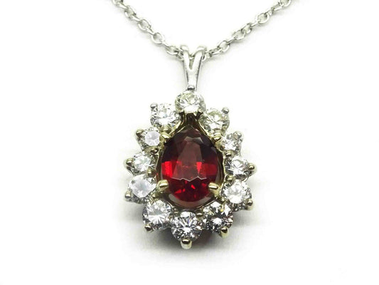 2.40ct tw Natural Almandine Garnet & Diamond Pendant Necklace 14k White Gold