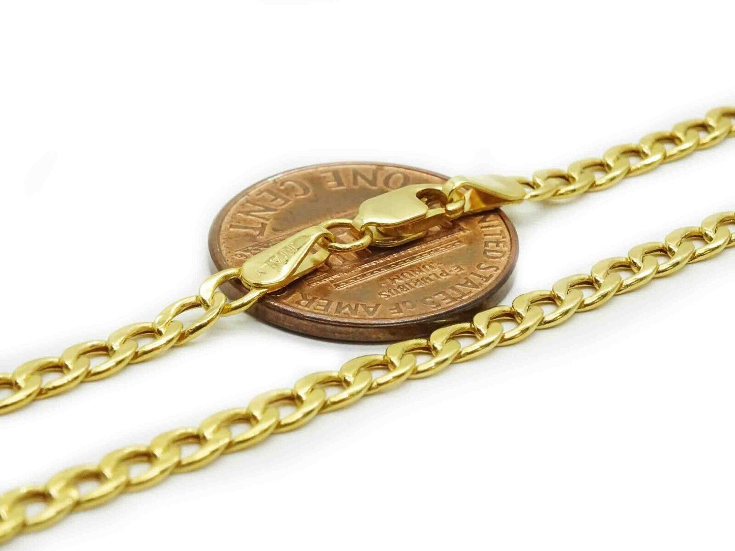 3mm Wide Hollow Cuban Link Chain Necklace 14k Gold 20" Long 2.9 Grams