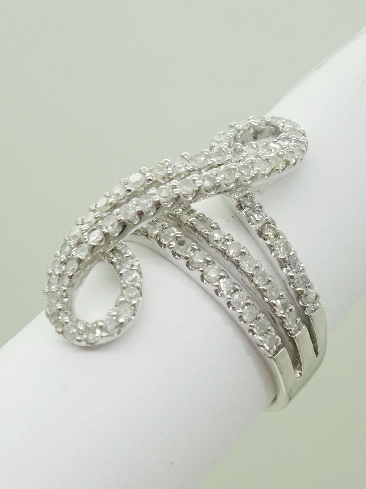 Ladies 1ct tw Natural Diamond Swirl Ring 14k White Gold Size 7.5