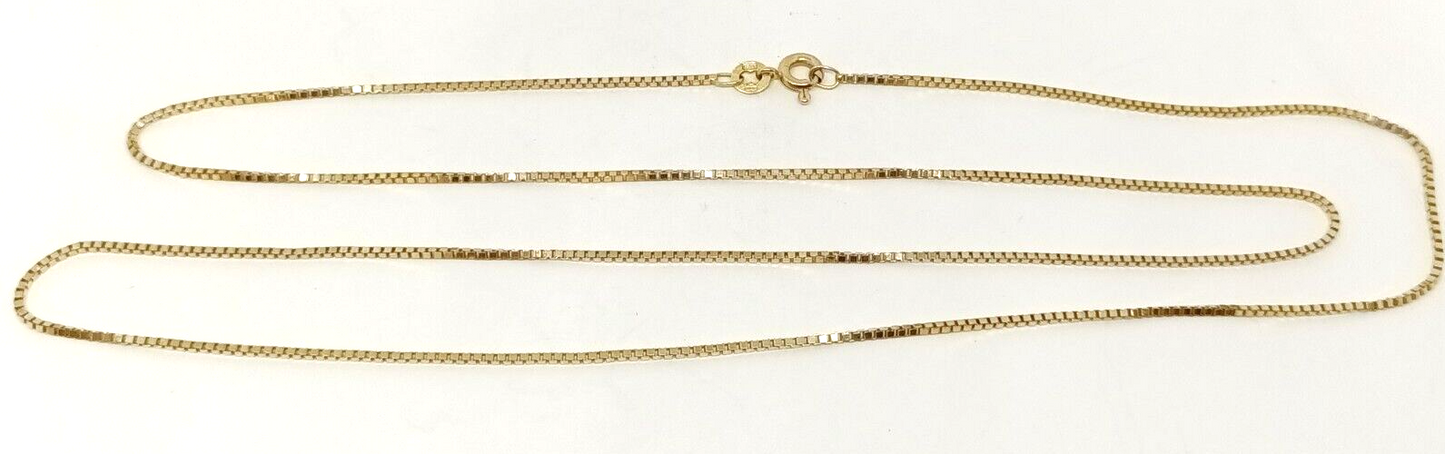 14k Yellow Gold 1mm Wide Box Chain Necklace 25'' Long, 4.6g