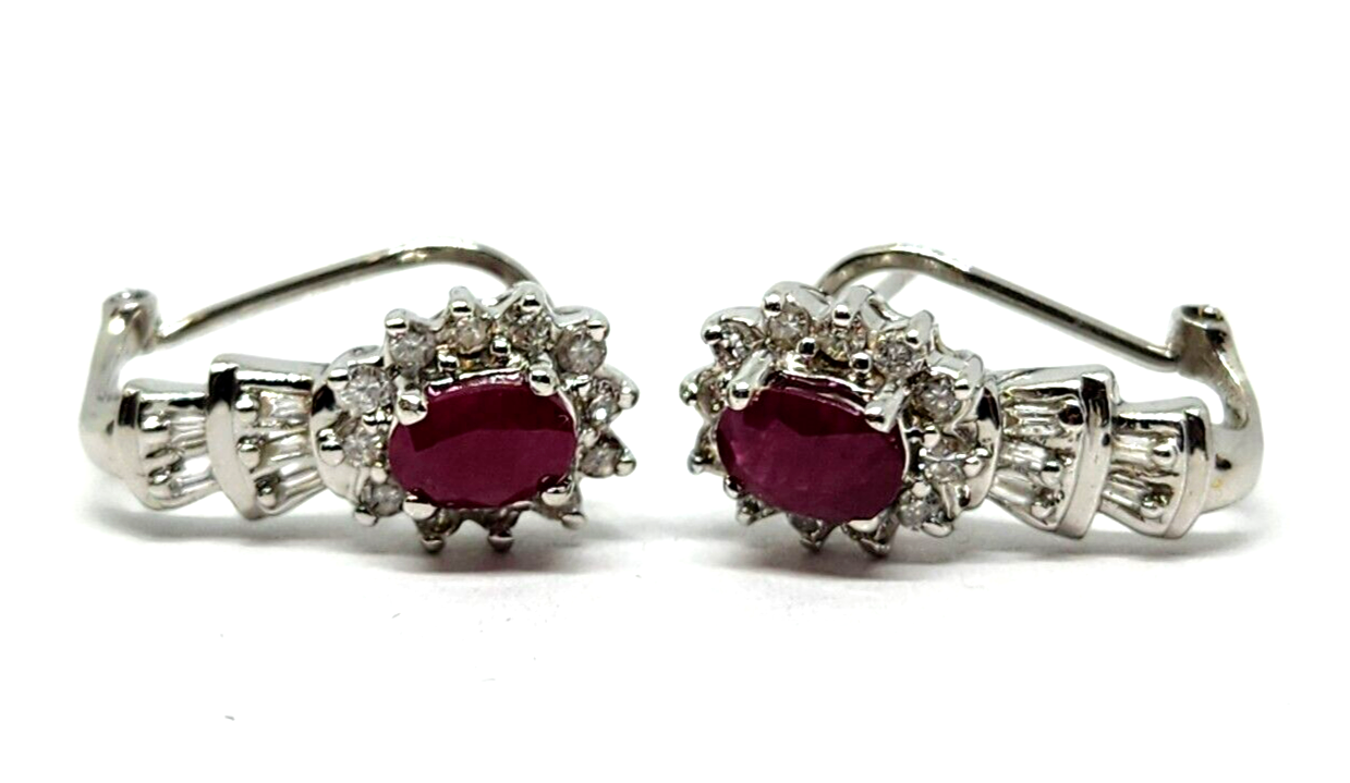 1.56ct tw Natural Ruby & Diamond 14k White Gold Earrings