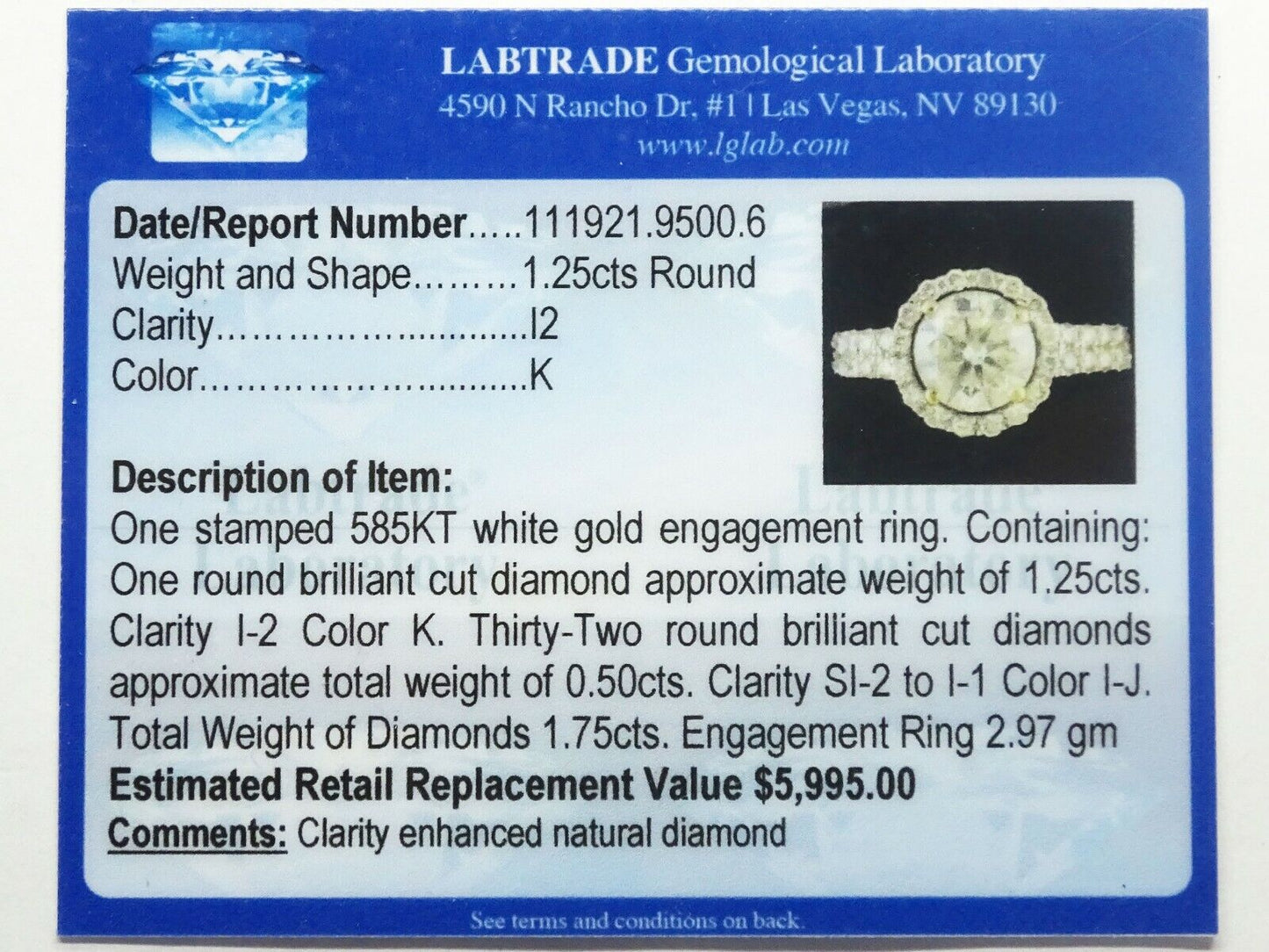 1.75ct tw Round Natural Diamond Halo Engagement Ring 14k White Gold Size 8.75