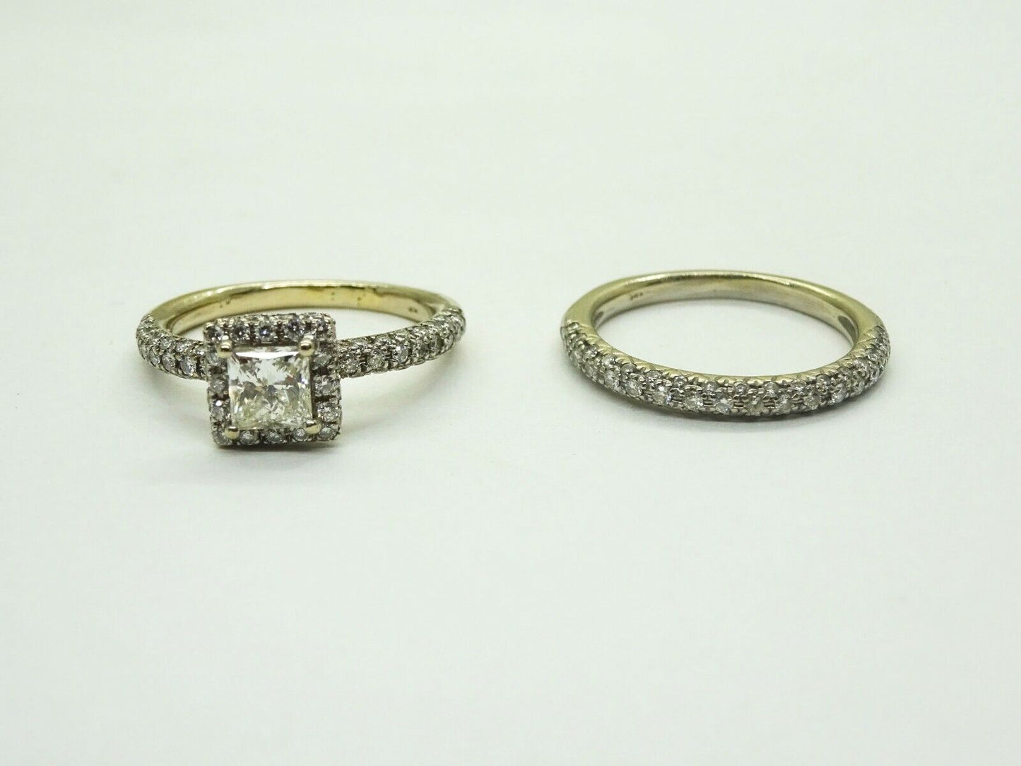 2.00ct tw Earth Mined Princess Diamond Wedding Set 14k White Gold Size 5.25