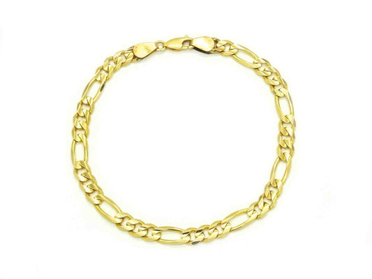 6mm Wide Figaro Bracelet 8.5" 14k Gold 12.1 Grams