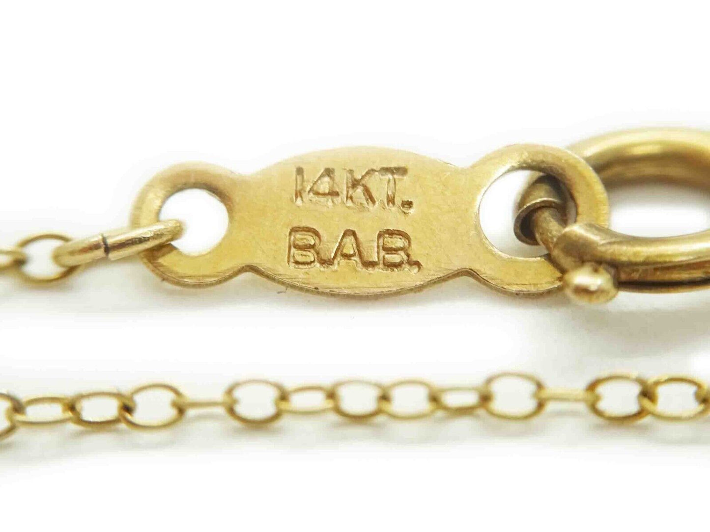 B.A. Ballou Signed Cross Charm Pendant Chain Necklace 14k Gold