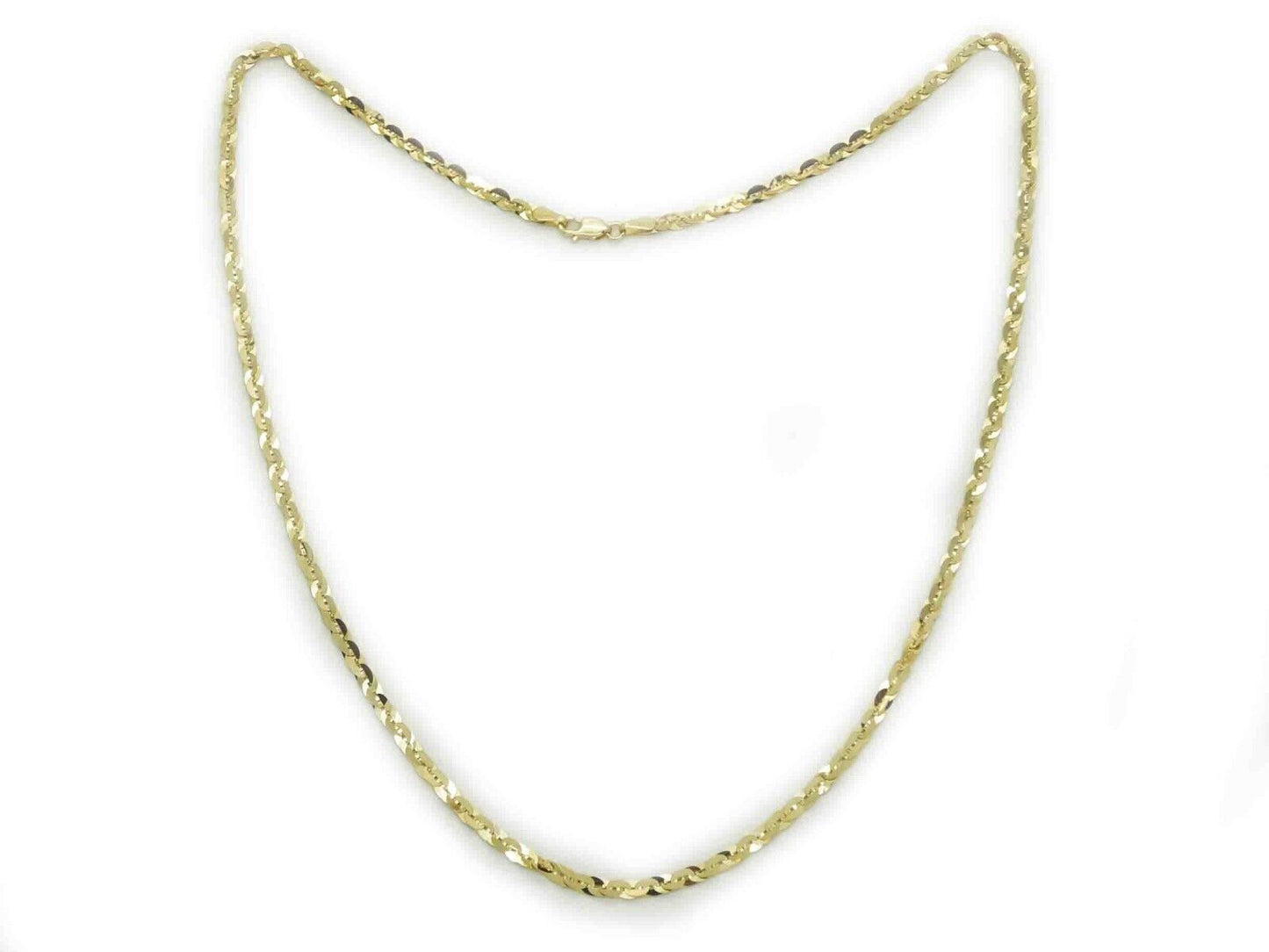 3mm Sparkly Designer Link Chain Necklace 14k Gold 18" Long 3 Grams