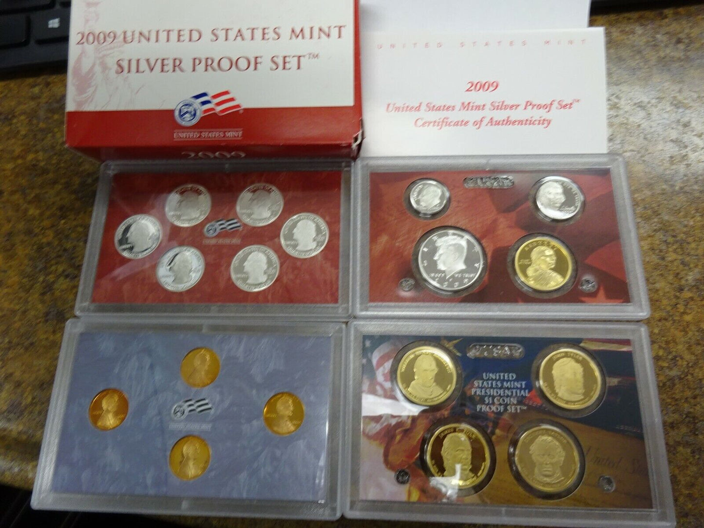 2009 S Proof Set Original Box +COA 18 Coins 90% Silver Quarters Kennedy US Mint