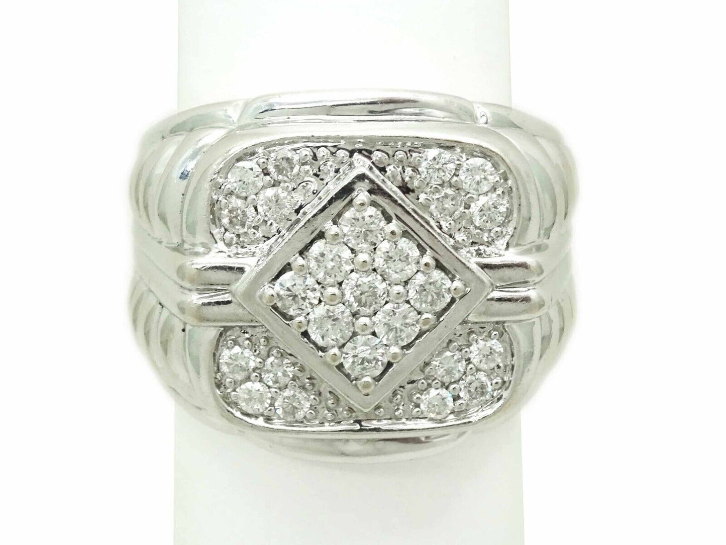 Men's 1.70ct tw Diamond Pave Step Ring 14k White Gold Size 11