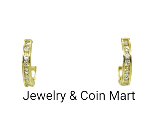 Mini CZ Huggie Hoop Earrings 14k Gold