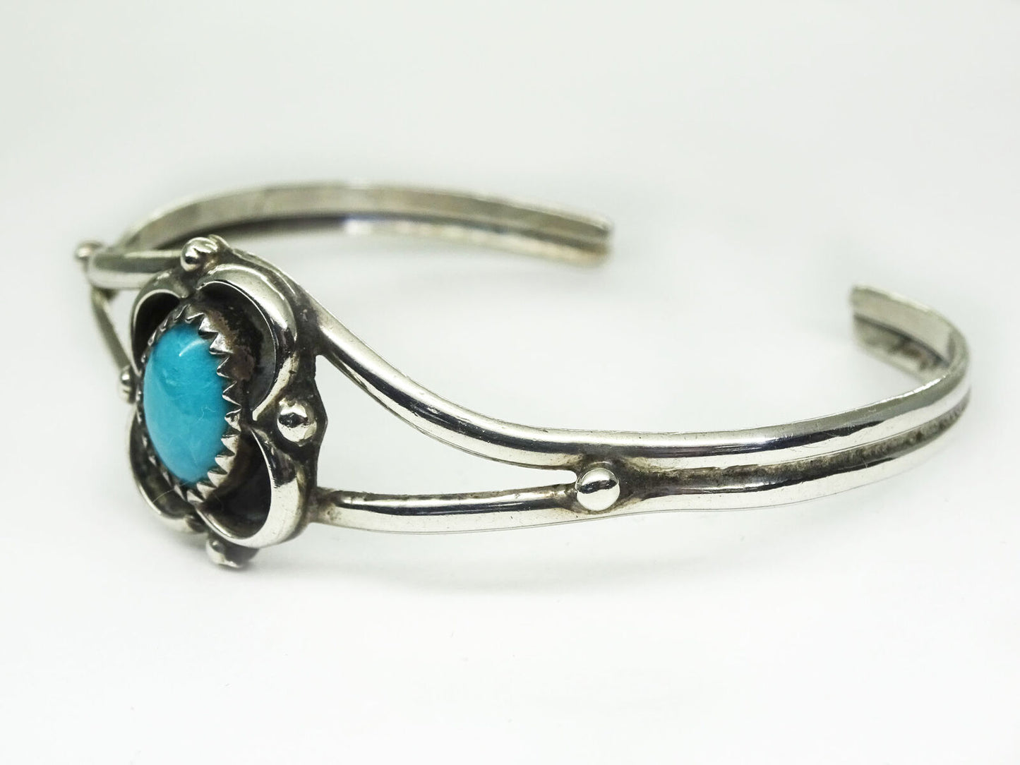 Baby Southwest Old Pawn Faux Turquoise Sterling Silver Bangle Bracelet