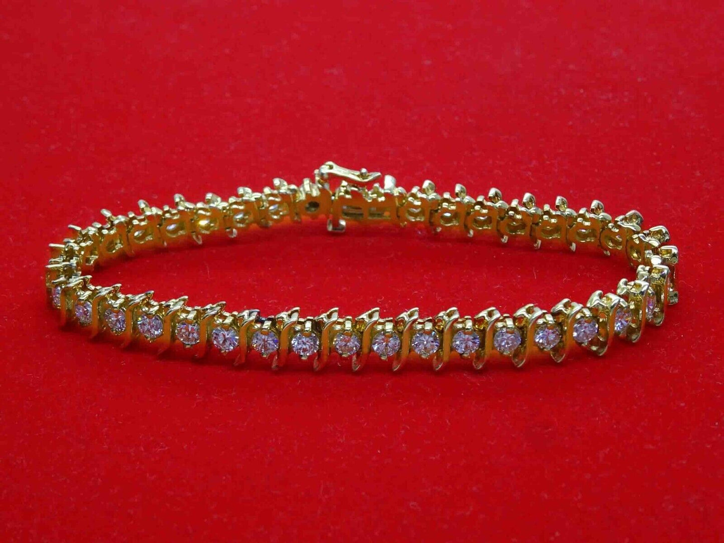 5.70ct tw Natural Diamond 7.5mm S-Link Tennis Bracelet 14k Gold