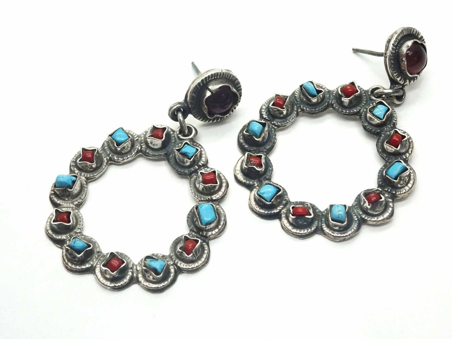 Vintage Taxco TM-206 Turquoise Coral & Crystal Sterling Silver Set MATL-Style