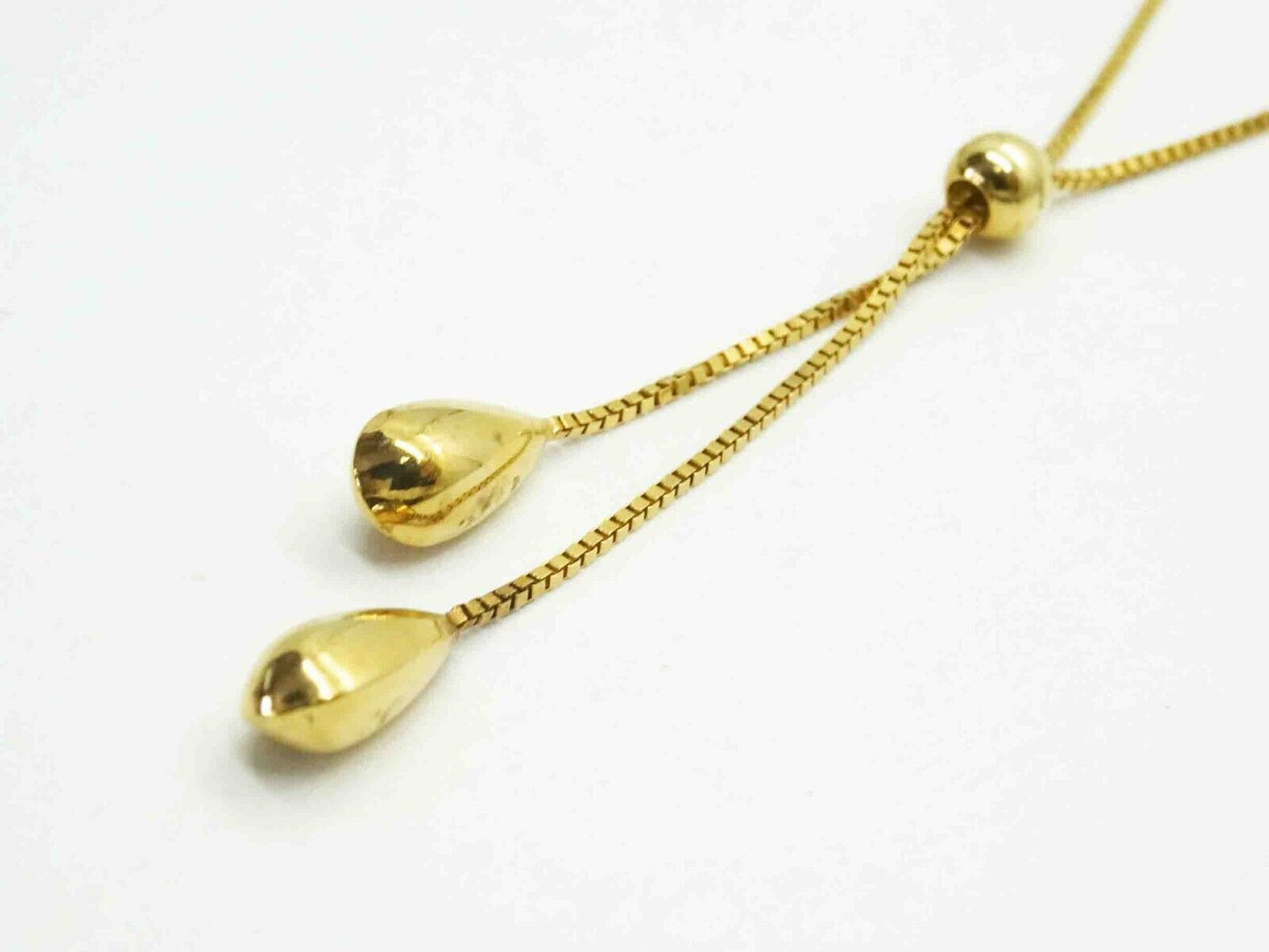 Drop Tassel Lariat Box Chain Necklace 14k Gold