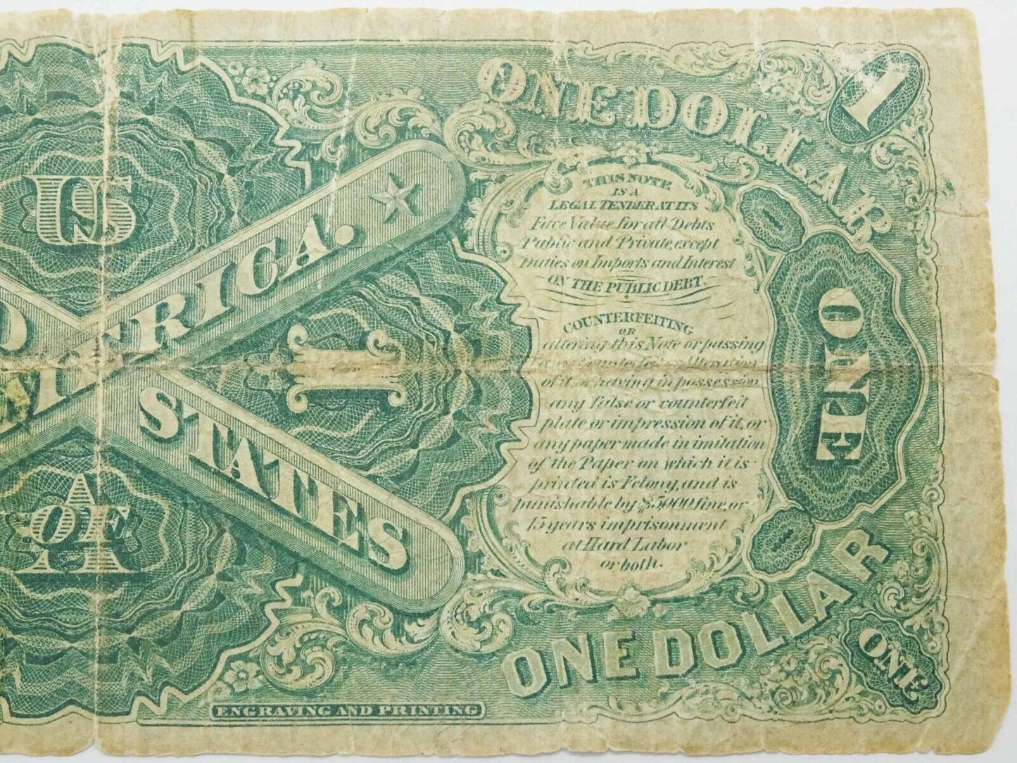 1917 $1 "Sawhorse" United States Legal Tender Large Note E71539325A