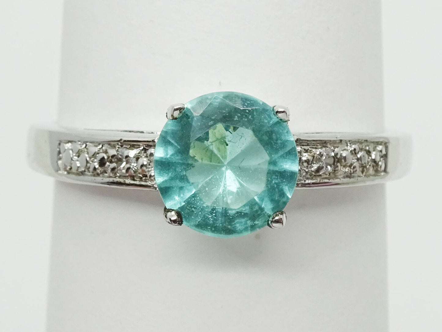 1.75ct tw Simulated Round Green Spinel & CZ  Ring Size 11