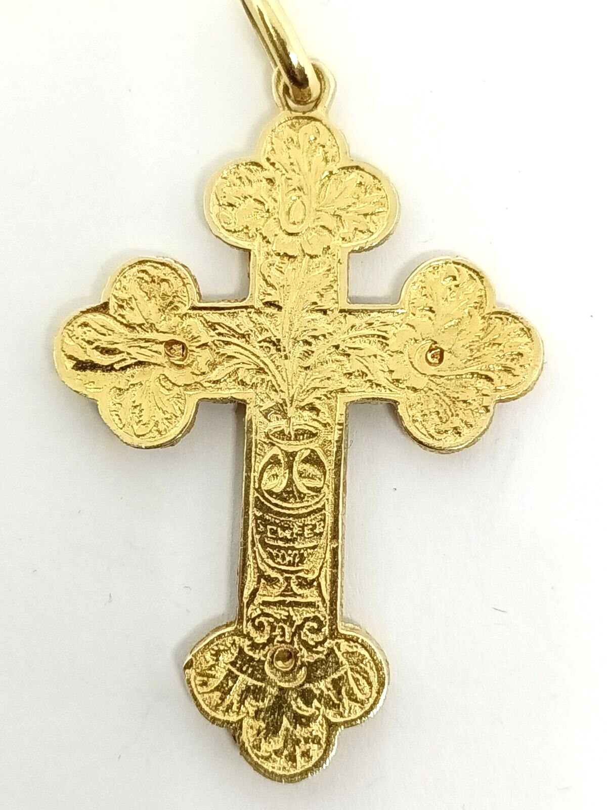 Gorgeous Engraved 14k Yellow Gold Cubic Zirconia Cross Pendant