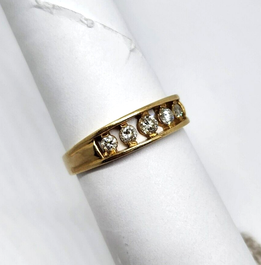 0.42ctw Round Diamond Channel Set Wedding Band Ring 14k Yellow Gold Size 10.25