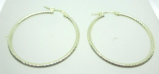 Italian Dia-Cut Hoop Earrings Sterling Silver