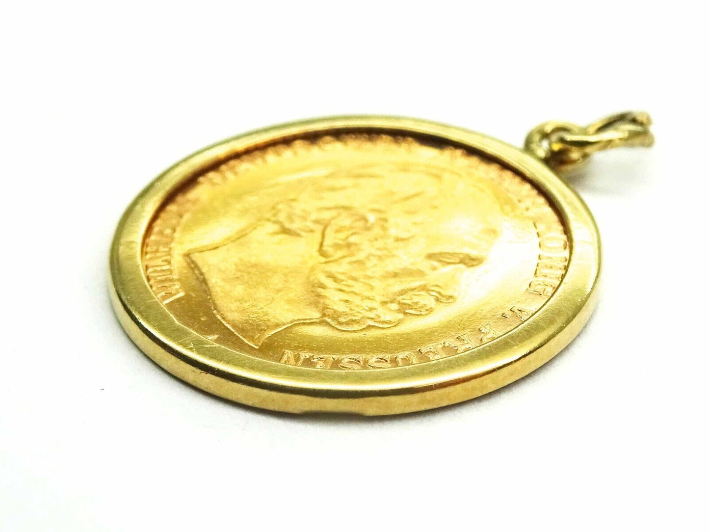 Gold 1877 Wilhelm Deutscher Kaiser Konig V. Preussen 5 Mark Coin Pendant