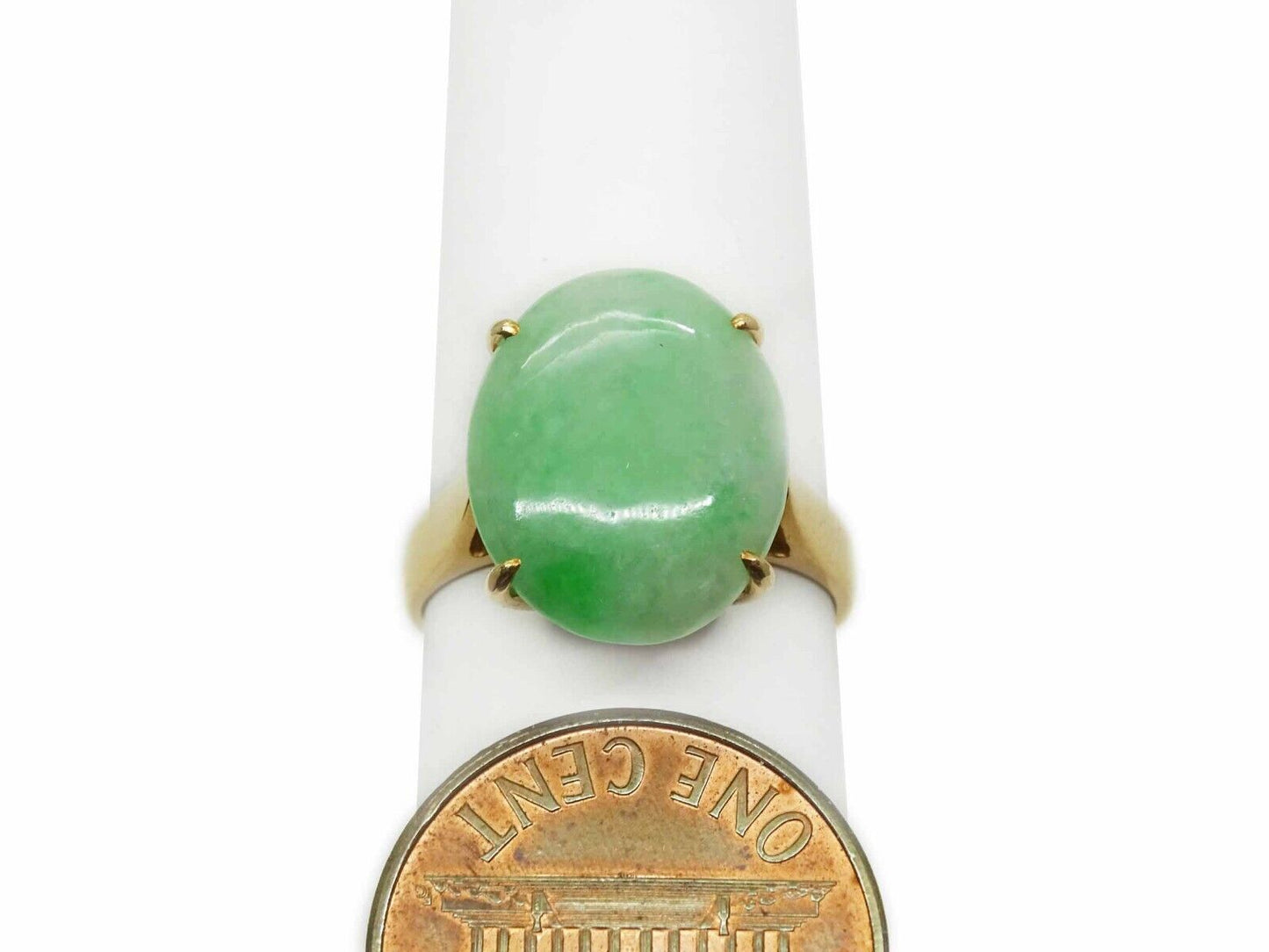 5.00ct Natural Jade Oval Cabochon Filigree Ring 14k Gold Size 5.75