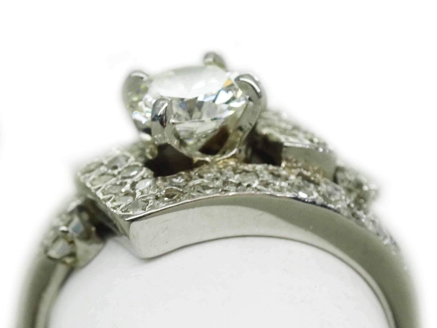 1.08ct tw Natural Diamond Square Cluster Ring 14k White Gold Size 5.5