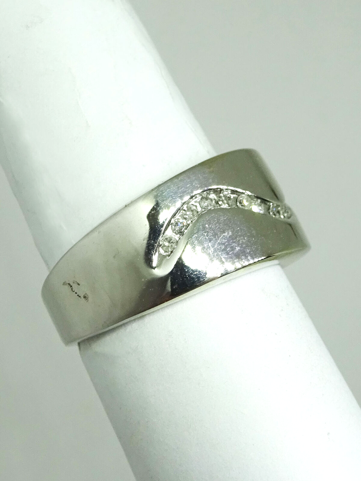 Modern 0.50ct tw Natural Diamond Wavy Set Ring 14k White Gold Size 7.25