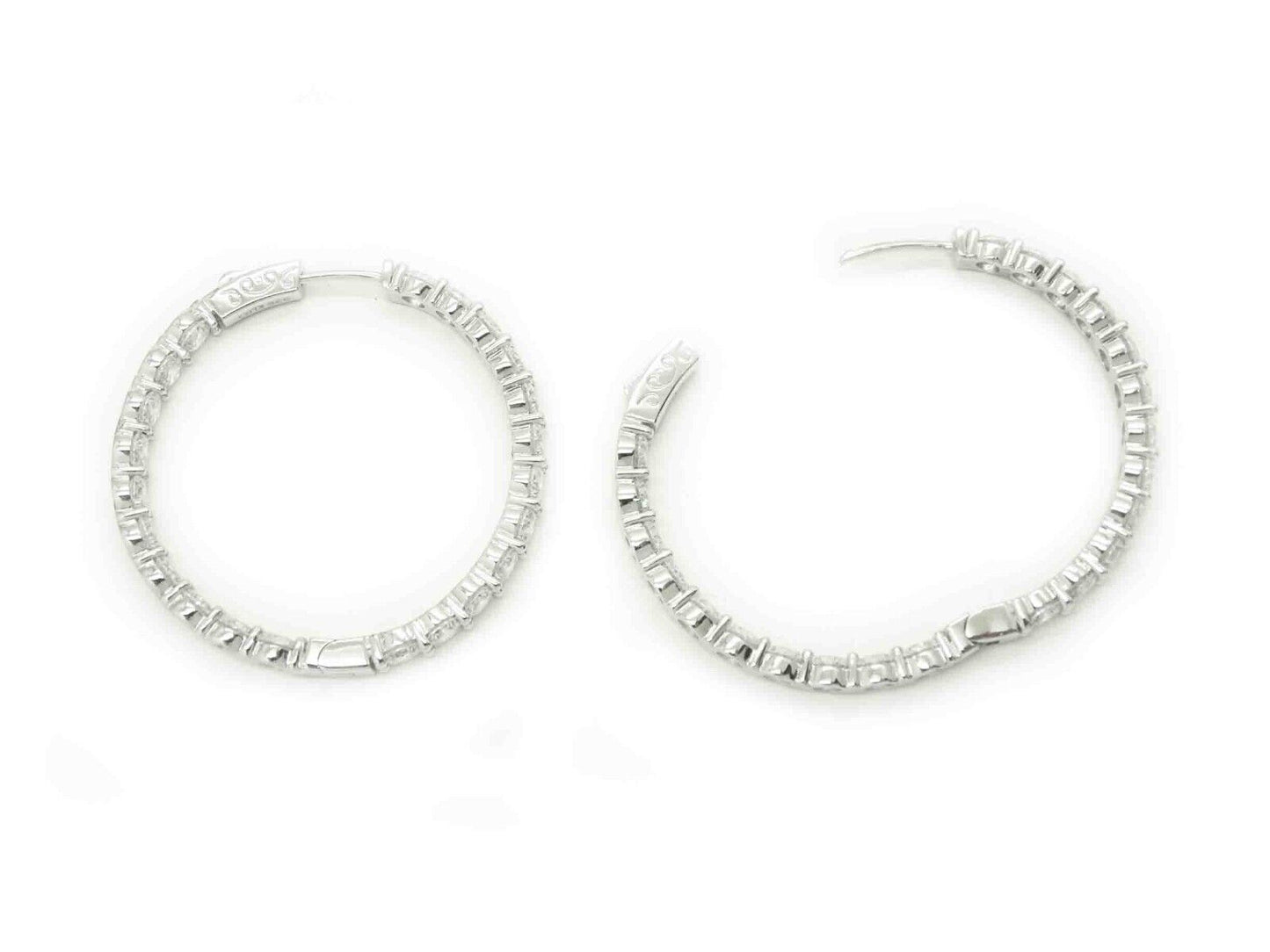 Kleo White CZ Inside-Out Hinged Hoop Earrings Sterling Silver