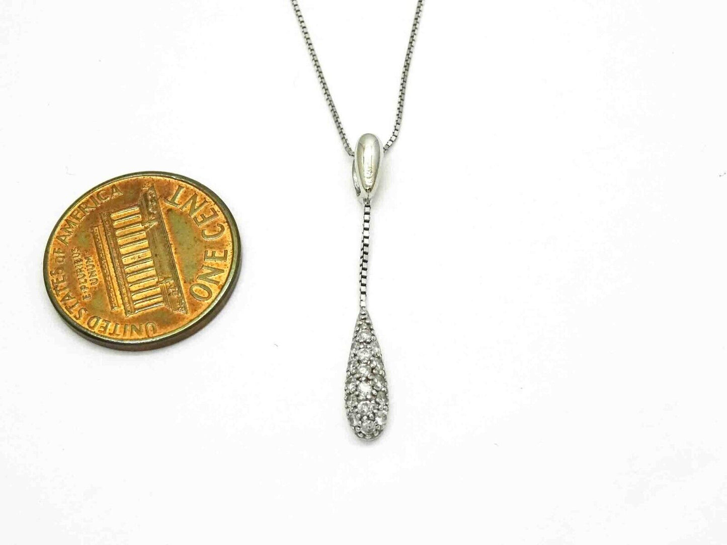 Natural Diamond Pave Drop Pendant 14k White Gold